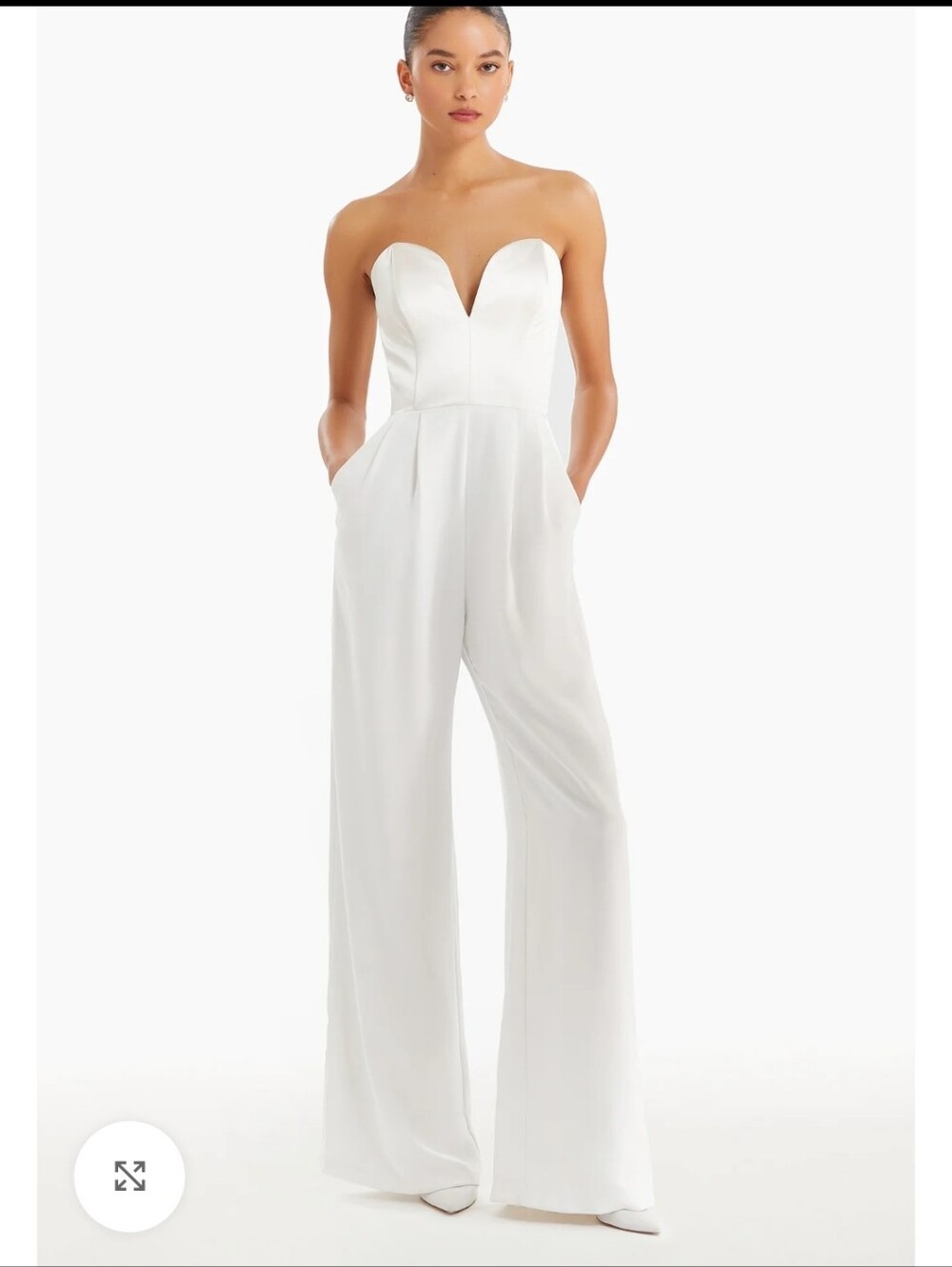 Amanda Uprichard White Wide-Leg Jumpsuit with Pockets